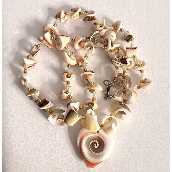 VINTAGE Women's Necklace Natural Cocomurex‎ Luhuanus Sea Shell Beaded 23 in. - Picture 4 of 12